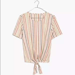 Madewell Rainbow Striped Tie-Front Top